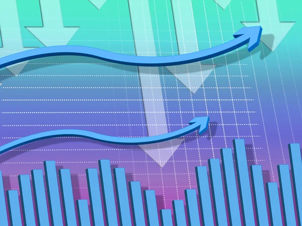 Blue Arrows Background Shows Downwards Pointing And Column — Stock Photo, Image