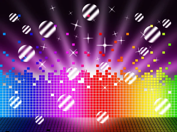 Soundwaves Background Means Songs Stars And Striped Ball — Stock Photo, Image