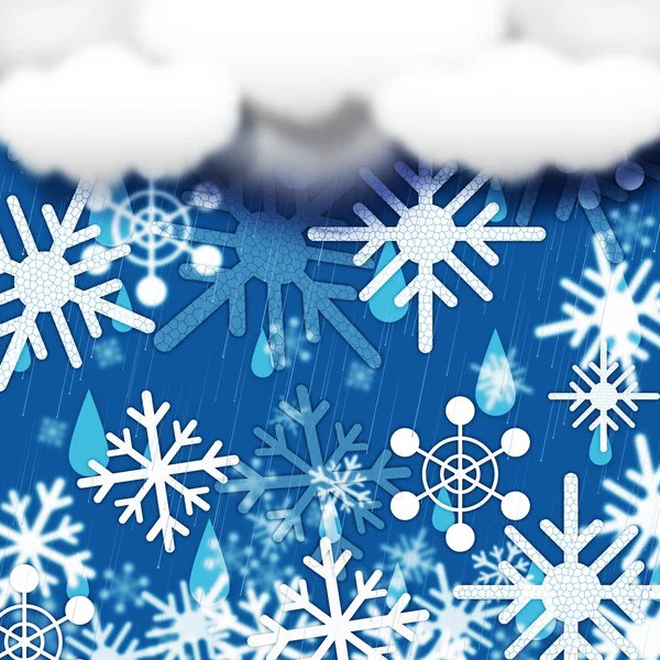 Zobrazeno pozadí modré vločky sněhu cloud a snowin — Stock fotografie