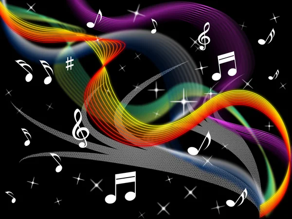 Sfondo musicale significa strumento melodia e onda colorata — Foto Stock