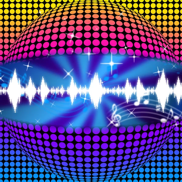 Música Disco Ball fondo significa ondas sonoras y Partyin — Foto de Stock