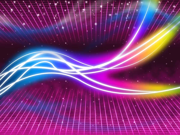 Purple Swirls Background Shows Colorful Flourescent And Star — Stock Photo, Image