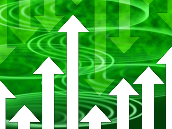 Green Arrows Background Means Direction Upwards Or Downward — Stock Photo, Image