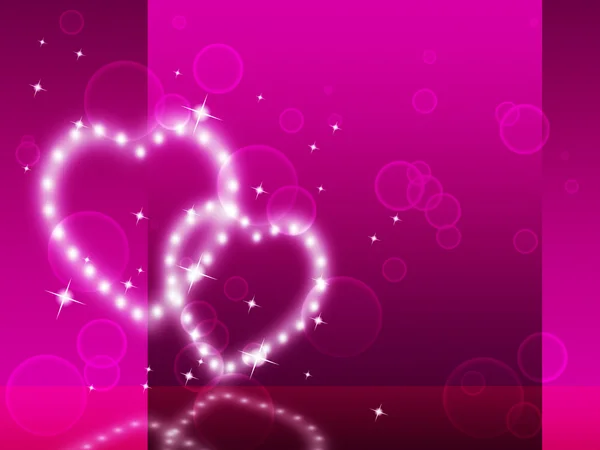 Pink Hearts Background Means Affection Desire And Glitterin — Stock Photo, Image