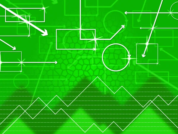 Green Shapes Background Shows Rectangular Oblong And Spike — Stock Photo, Image