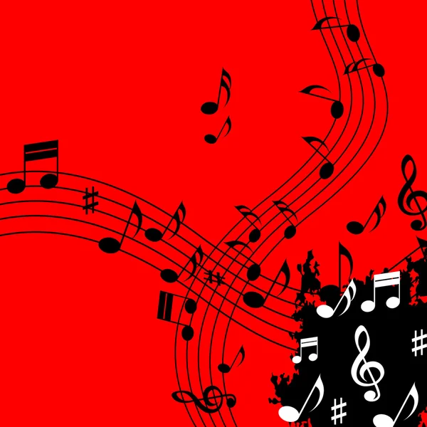 Red Music Background Means Soundwaves Piece And Note — Stock Photo, Image