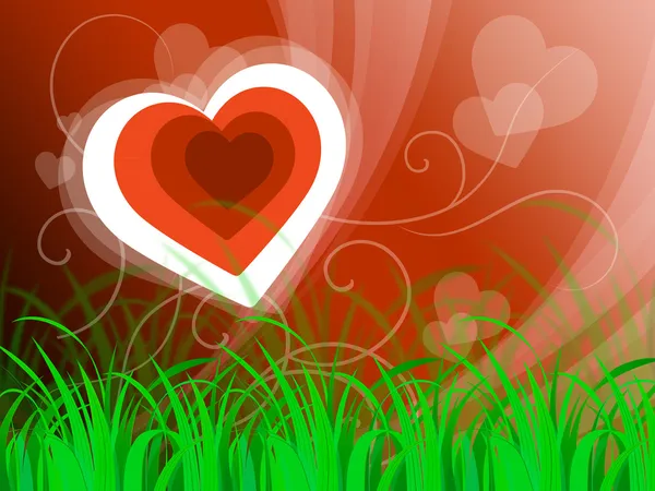 Hearts Background Means Beautiful Landscape Or Loving Natur — Stock Photo, Image