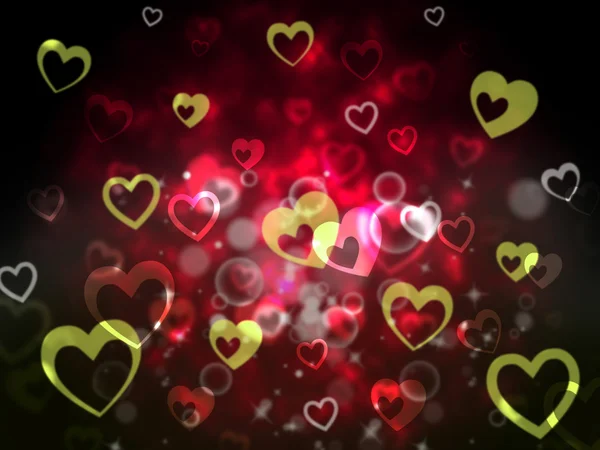 Hearts Background Shows Romantic Adoring And Fon — Stock Photo, Image