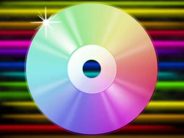 CD arka plan müzik dinleme ve renkli bir çizgi gösterir — Stok fotoğraf