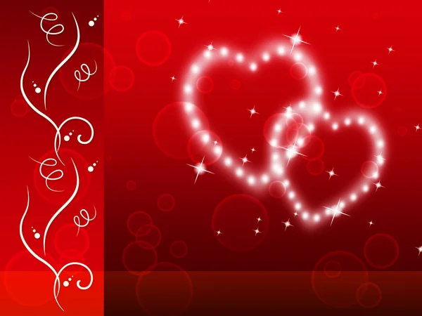 Red Hearts Background Means Tenderness Lover And Flora — Stock Photo, Image