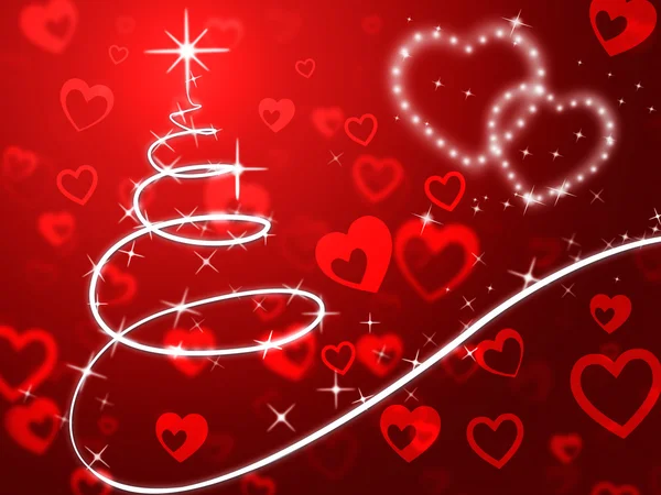Red Christmas Tree Background Shows Holidays And Lov — Stock Photo, Image