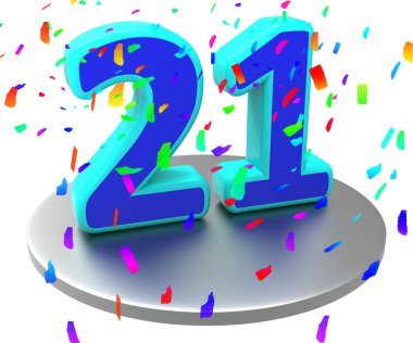 yirmi birinci doğum günü ve 21 gösterir