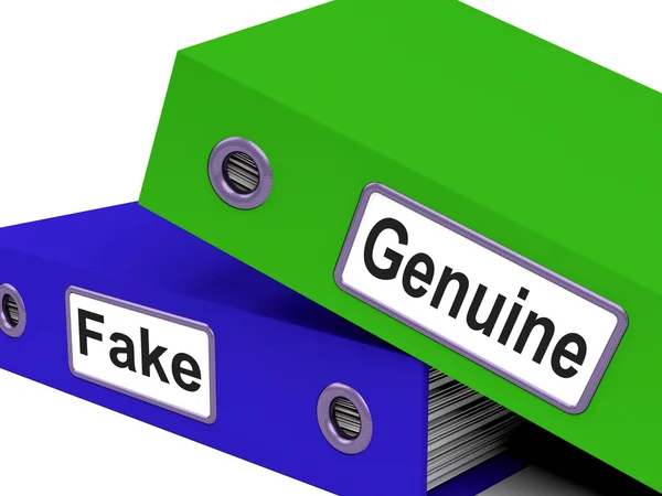 Genuine Fake Indicates Authentic Guaranteed And True — Stock Photo, Image