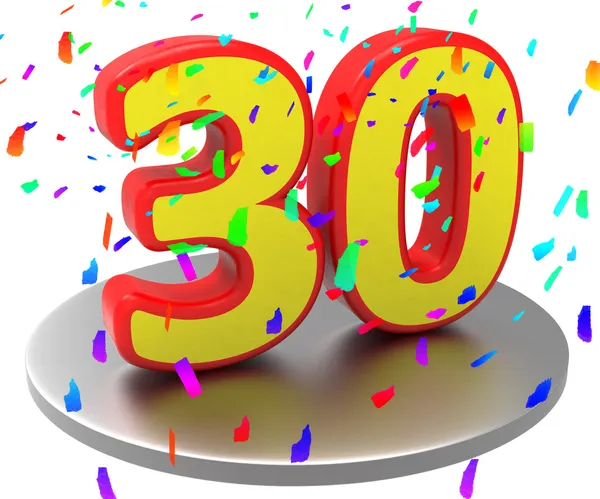 Thirtieth Anniversary Indicates Happy Birthday And 30 — Stock Photo, Image