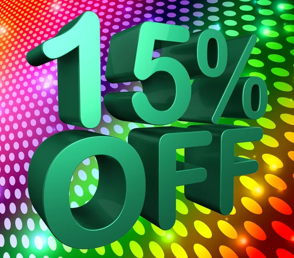 Fifteen Percent Off Means Sale Discounts And Clearance — Stock Photo, Image