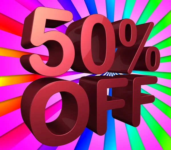 Fifty Percent Off Indicates Reduction 50 And Percentage — Stock Photo, Image