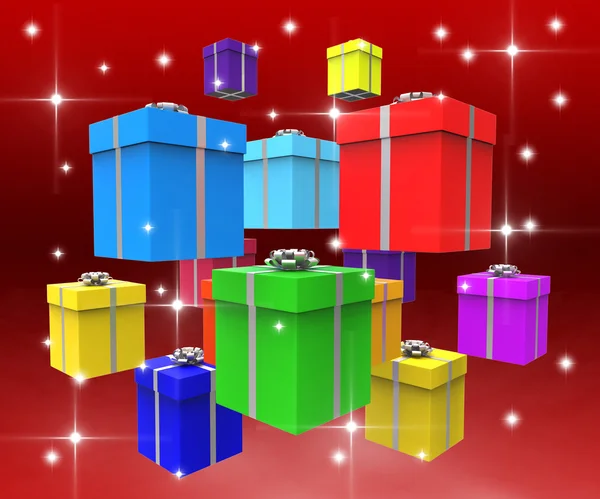 Geschenkkartons Feier zeigt Geschenke und Geschenke — Stockfoto