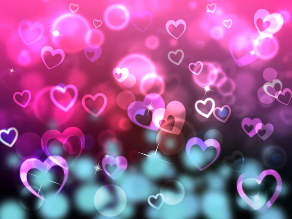 Glow Bokeh Shows Heart Shapes And Backdrop — Stock Photo, Image