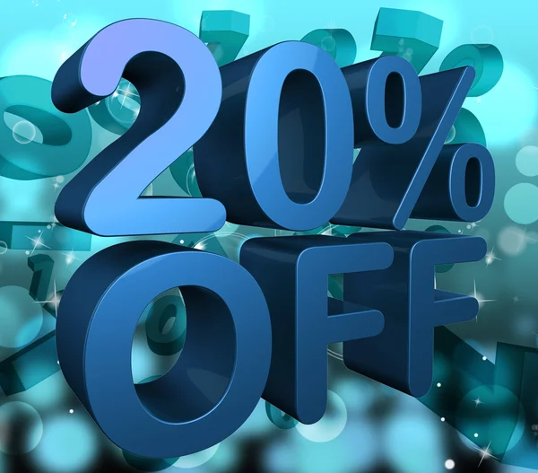 Twenty Percent Off Shows Merchandise Reduction And Offer — Stock Photo, Image