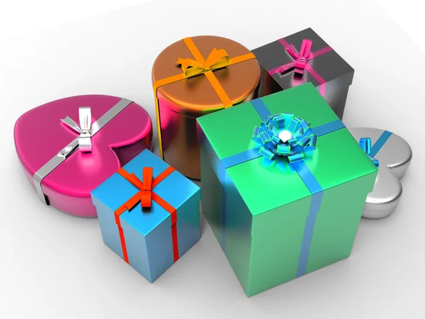 Geschenkdoos giftboxes toont u vieren feest en partij — Stockfoto