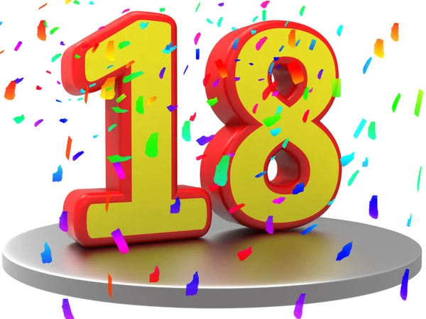 Anniversary Eighteen Represents Birthday Party And 18Th — Stock Photo, Image
