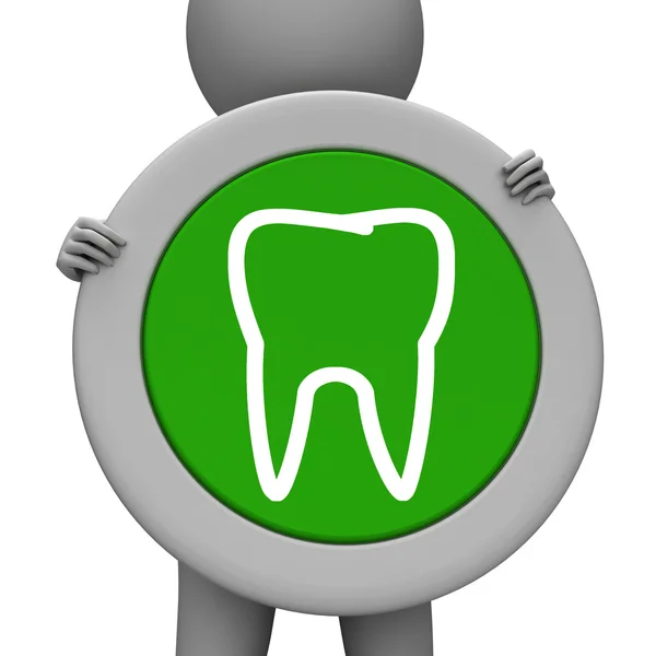 Tooth Icon Represents Dental Signboard And Smile — Stock Photo, Image