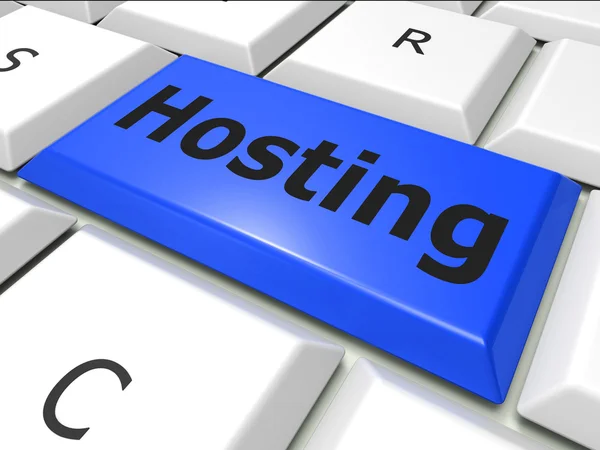 Online hosting betekent world wide web en computer — Stockfoto