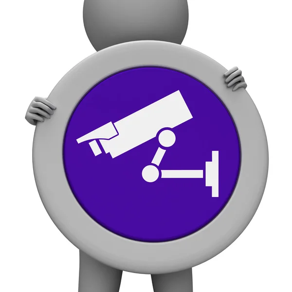 Cctv Sign Means Camera Surveillance And Message — Stock Photo, Image
