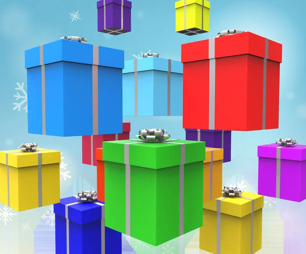 Obchody giftboxes reprezentuje obecny pakiet i strony — Zdjęcie stockowe