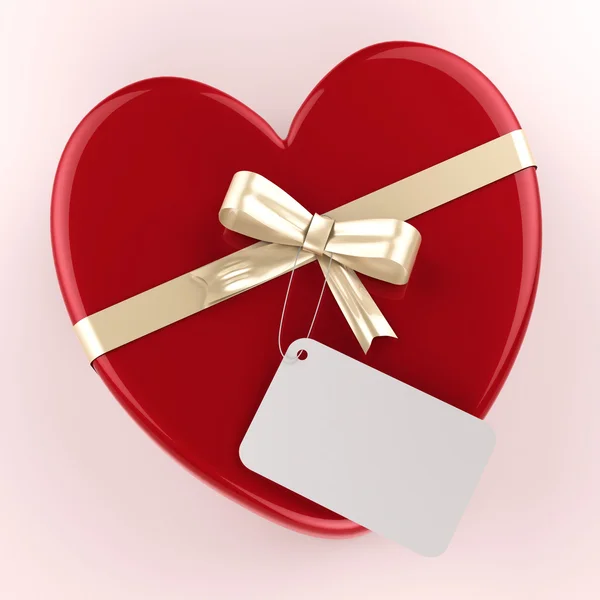 Gift Tag Indicates Heart Shape And Gift-Box — Stock Photo, Image