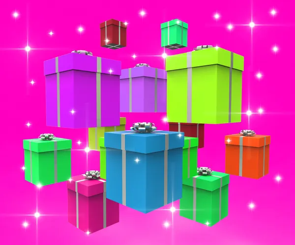 Giftboxes firande representerar parterna part och paketet — Stockfoto