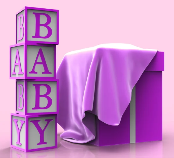Giftbox bebê representa surpresas dando e jovem — Fotografia de Stock
