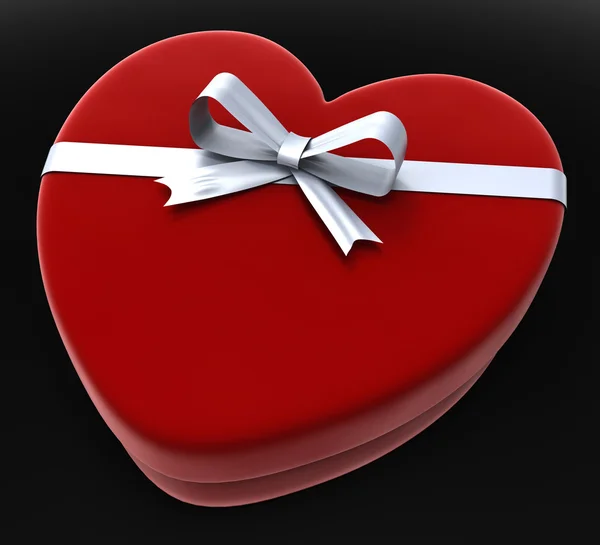 Heart Gift Represents Valentine Day And Box — Stock Photo, Image