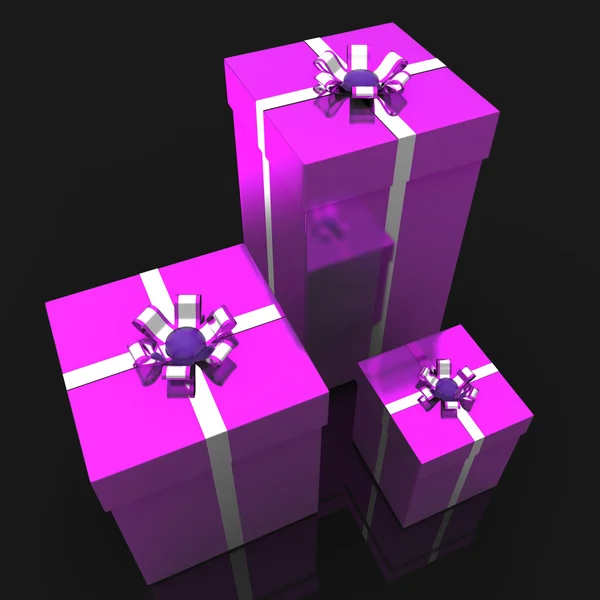 Γιορτή giftboxes δηλώνει χαρά δώρα και ευκαιρία — Φωτογραφία Αρχείου
