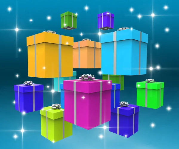 Celebration Giftboxes Indicates Fun Surprise And Surprises — Stock Photo, Image