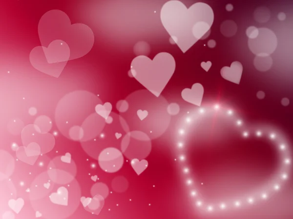 Hearts Glow Represents Valentines Day And Background — Stock Photo, Image