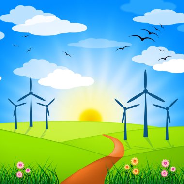Rüzgar enerjisi türbini enerji ve elektrik temsil eder