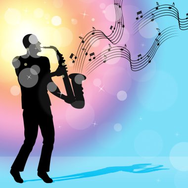 saksafon müzik ses izlemek ve crotchets gösterir