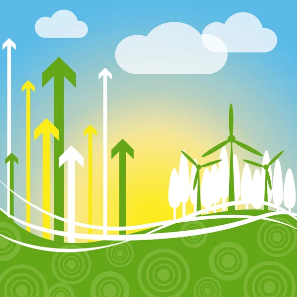 Windkraft weist auf erneuerbare Ressourcen und Umwelt hin — Stockfoto