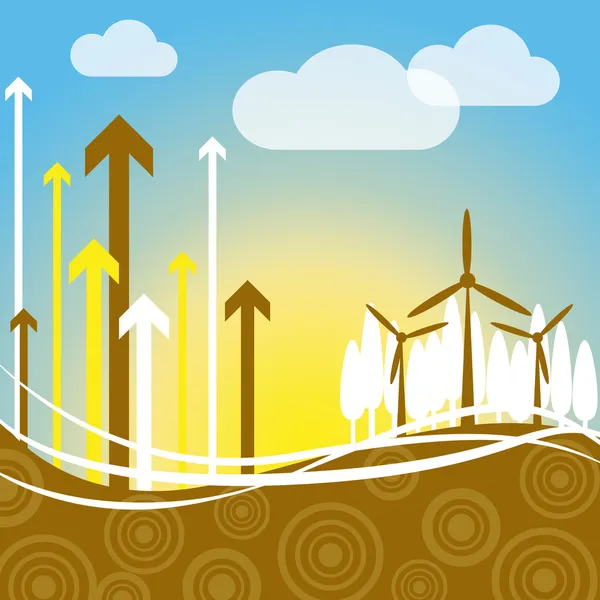 Windenergie weist auf erneuerbare Ressourcen und Strom hin — Stockfoto