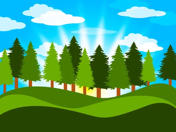 Våren landsbygden innebär trädstammar och ängar — Stockfoto