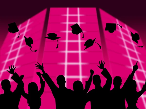 Edukacja graduacyjnej pokazuje kształcenie absolwentów i absolwent — Zdjęcie stockowe
