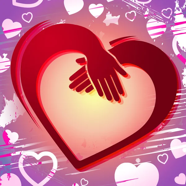 Drželi se za ruce ukazuje valentinky den a milující — Stock fotografie