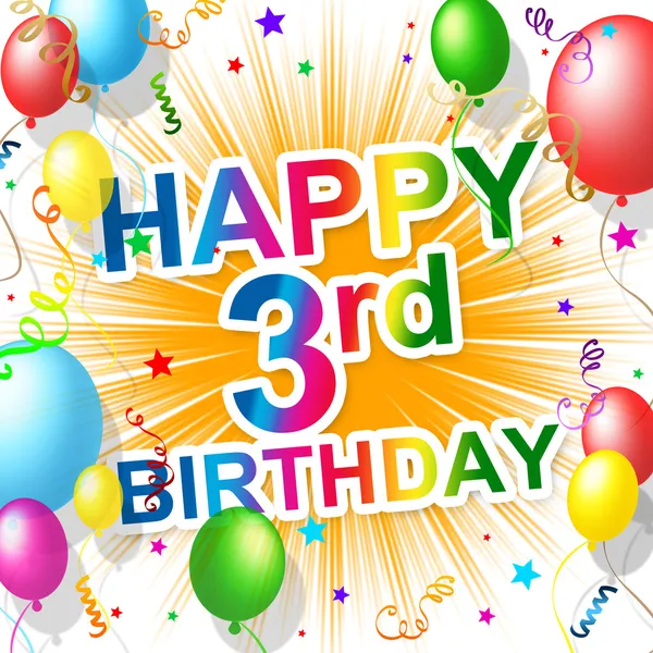 Birthday Third Indicates Happiness Congratulating And Celebration — Stock Photo, Image