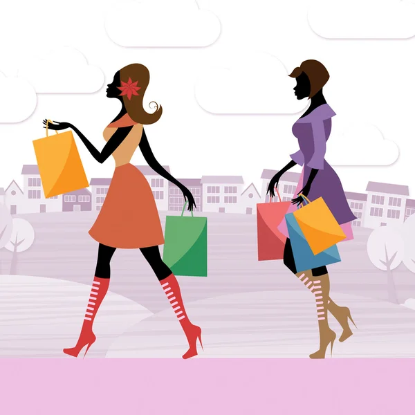 Women Shopper Shows Commercial Activity And Adults — Stock Photo, Image