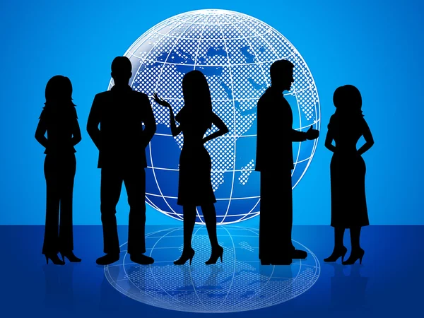 Business People Means Globally Businesswoman And Colleagues — Stock Photo, Image