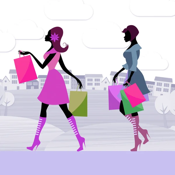 Shopper Women Means Retail Sales And Adults — Stock Photo, Image