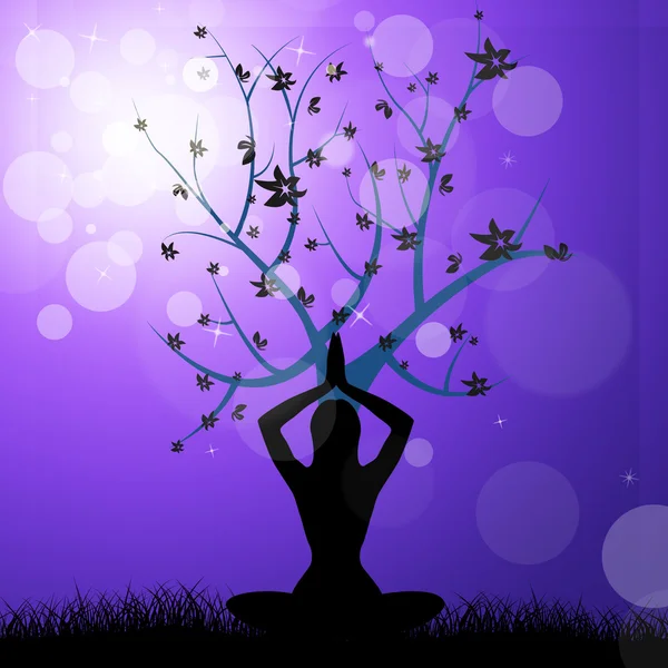 Baum-Yoga bedeutet friedliches Gefühl und Baumstamm — Stockfoto