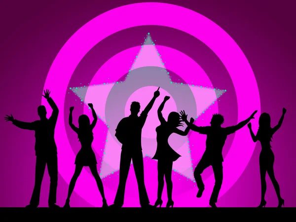Mensen dansen betekent disco muziek en feest — Stockfoto