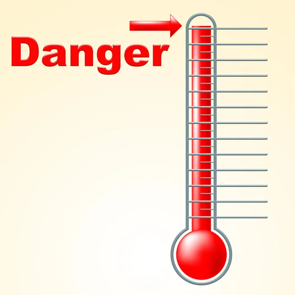 Tehlike termometre cıva santigrat gösterir ve dikkat — Stok fotoğraf